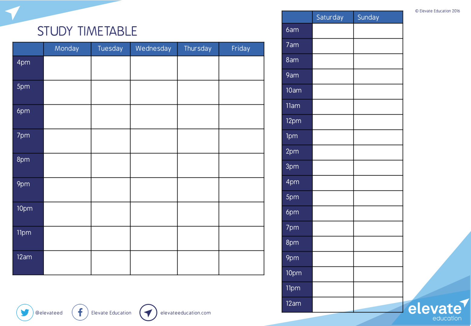 Study Timetable Elevate Education